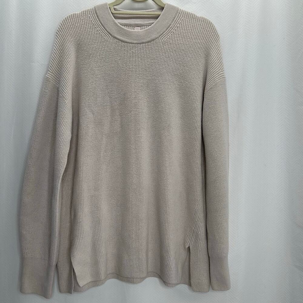 Lululemon women’s cream ribbed pullover sweater 10 athletic wool blend
